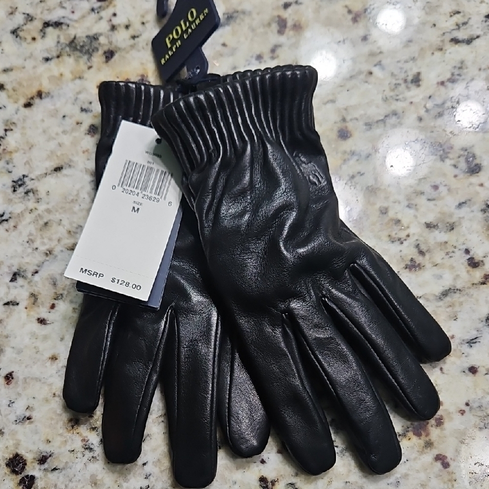 Polo by Ralph Lauren Women's Black Leather Gloves Size M